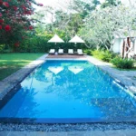 Completed tropical resort swimming pool by Waterways Engineering